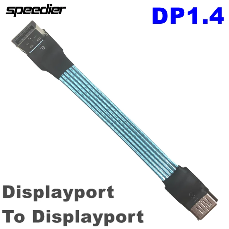 

Новый черный плоский кабель-адаптер Displayport V1.4, угловой удлинитель с углом 90 градусов, расширитель из FPC DP в DP1.4 HDR/DSC для видеокарты графическо...