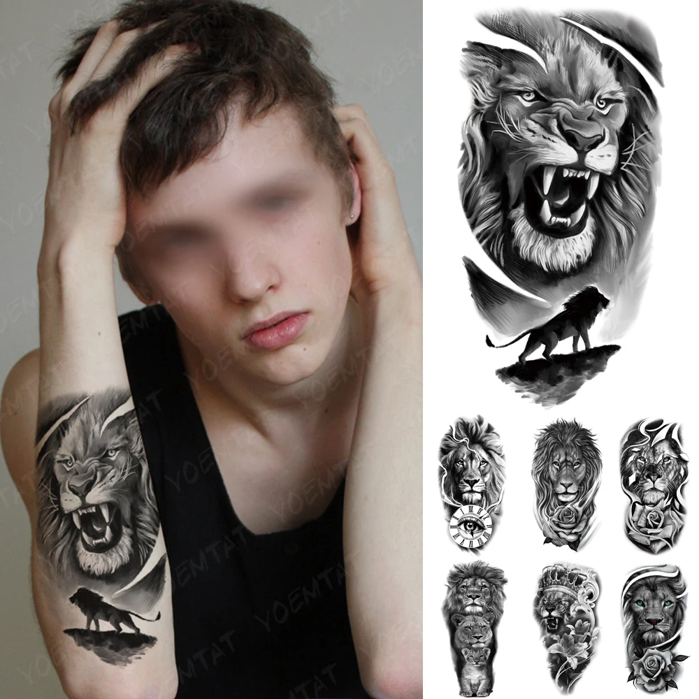 Waterproof Temporary Tattoo Sticker Lion Crown Clock Rose Flower Wolf Tiger King Flash Tatto Women Men Arm Body Art Fake Tattoos
Waterproof Temporary Tattoo Sticker Lion Crown Clock Rose Flower Wolf Tiger King Flash Tatto Women Men Arm Body Art Fake Tattoos