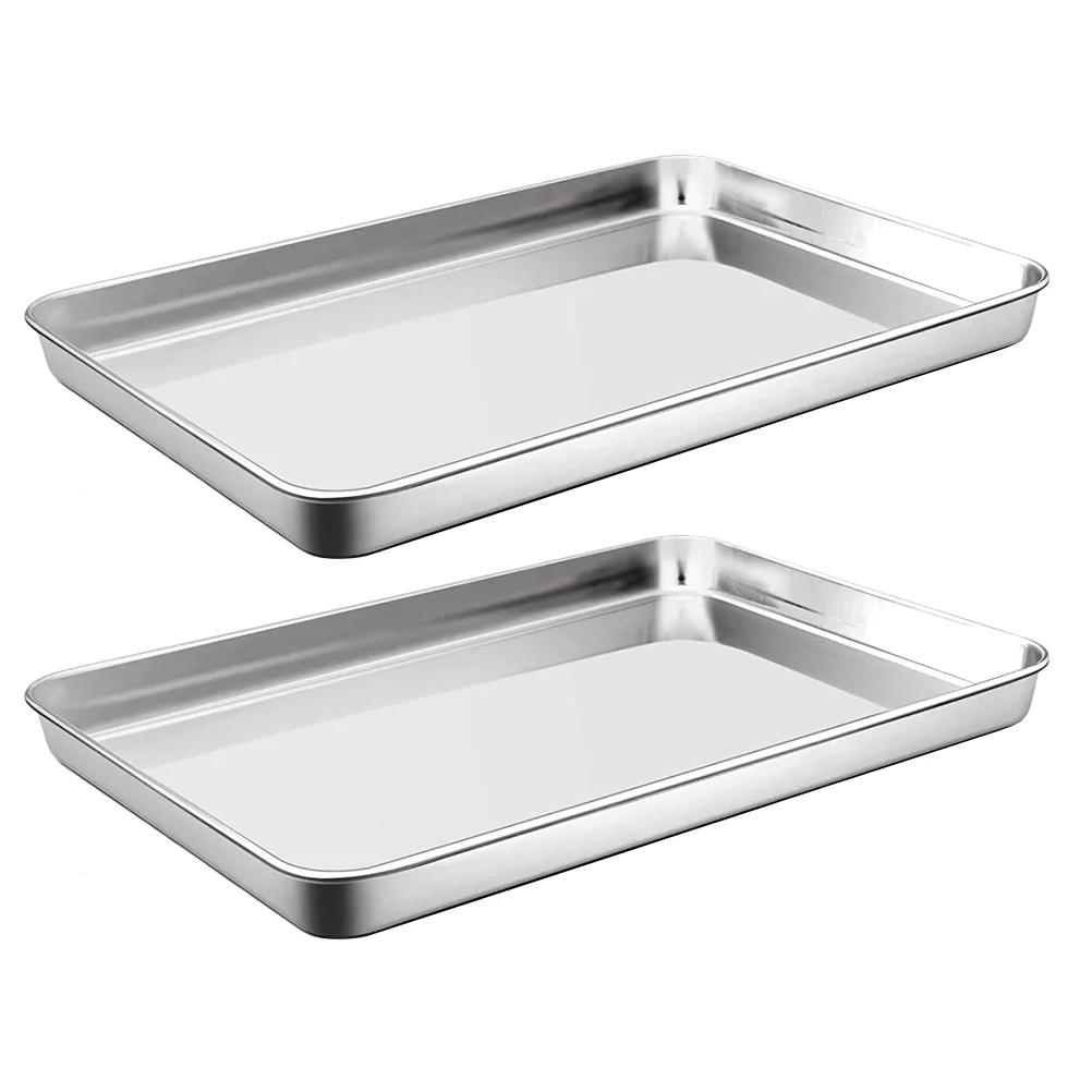 

Baking Sheet Tray Pan Stainless Steel Cookie Oven Plate Pans Cake Metal Toaster Serving Nonstick Non Stick Steaming Pizza