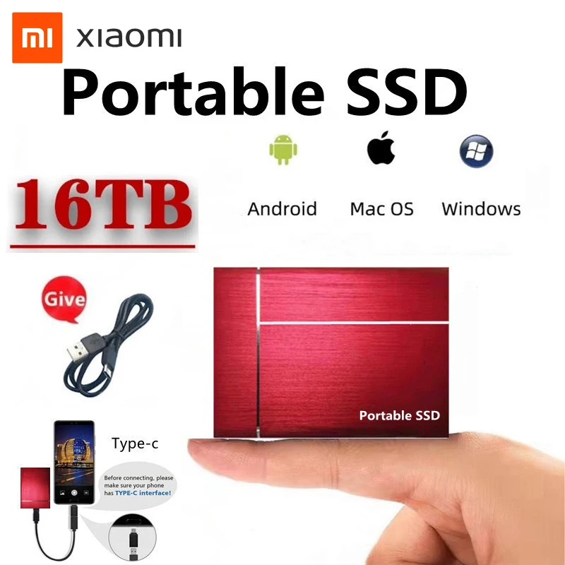 Xiaomi Original 16TB SSD Portable External Solid State Drive 16TB 8TB 4TB 1TB 500GB Mobile SSD Storage Device USB3.1 For Laptop
Xiaomi Original 16TB SSD Portable External Solid State Drive 16TB 8TB 4TB 1TB 500GB Mobile SSD Storage Device USB3.1 For Laptop