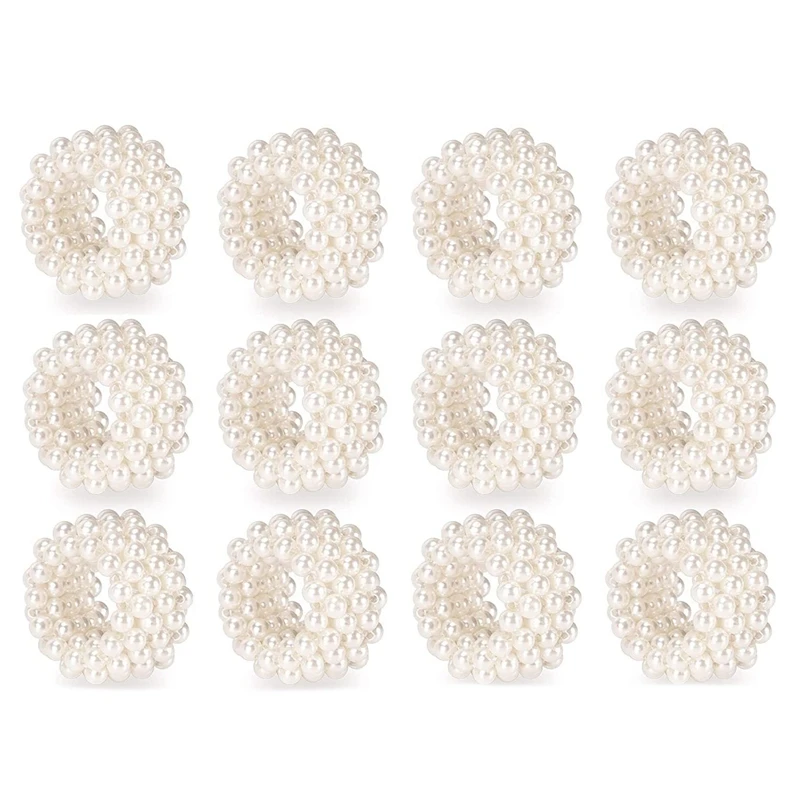 Napkin Ring 12-Piece Set, White Pearl Wedding Napkin Buckle Table Decoration
Napkin Ring 12-Piece Set, White Pearl Wedding Napkin Buckle Table Decoration