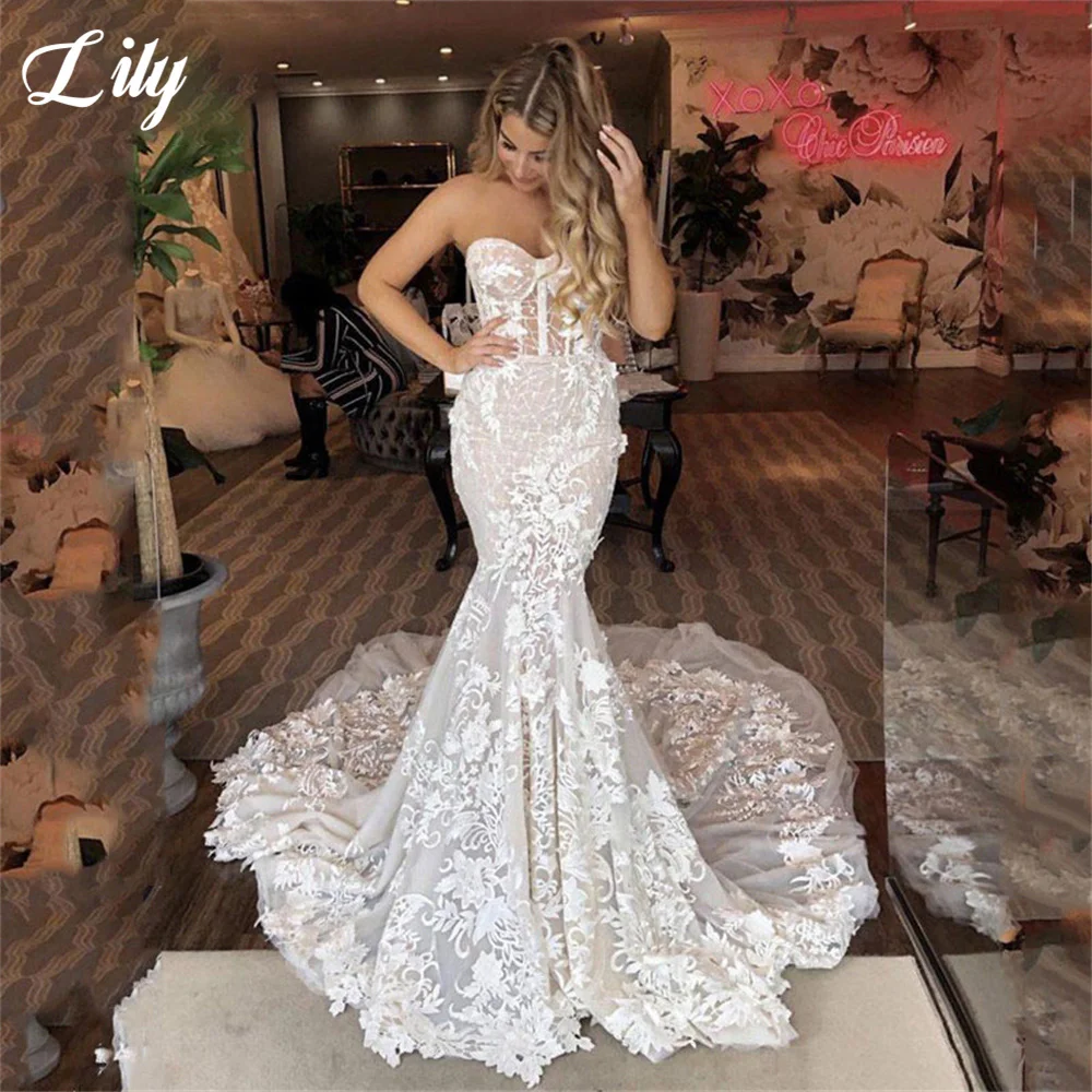 Mermaid Sexy Wedding Dress Sweetheart Bride Dress Appliqued With Flowers Lace Boho Wedding Gown Court Train Vestidos de novia
Mermaid Sexy Wedding Dress Sweetheart Bride Dress Appliqued With Flowers Lace Boho Wedding Gown Court Train Vestidos de novia