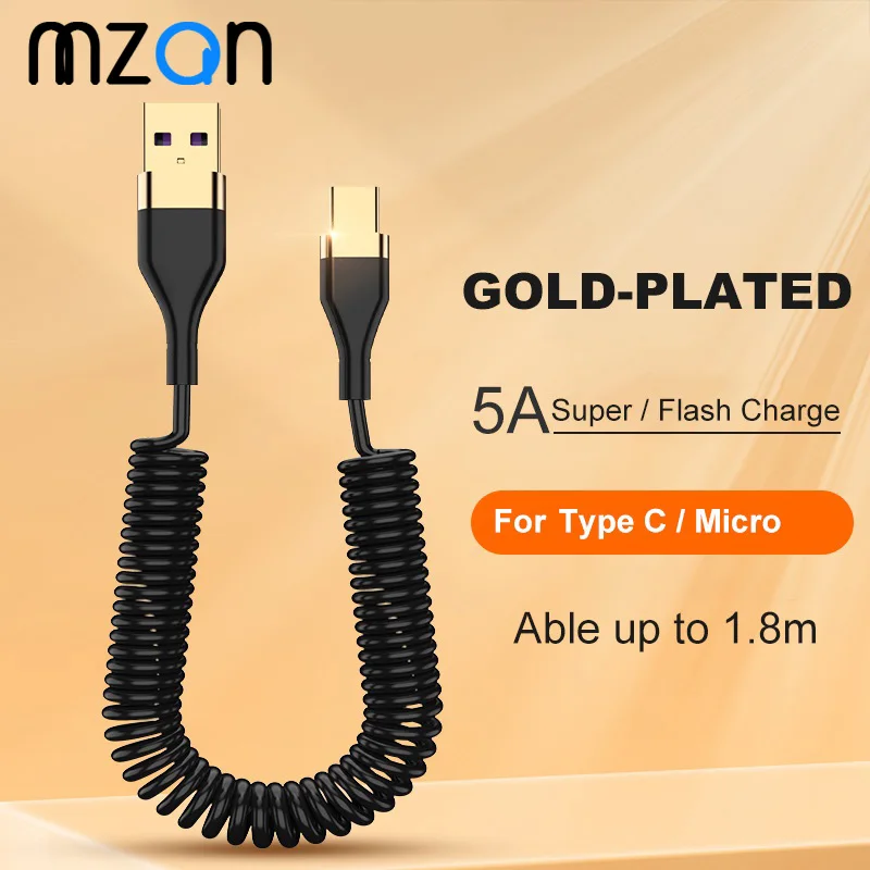 5A Spring Type C Cable Fast Charging Micro USB C Cable for Xiaomi Huawei Samsung Quick Charge Wire USB C Charger Cord
5A Spring Type C Cable Fast Charging Micro USB C Cable for Xiaomi Huawei Samsung Quick Charge Wire USB C Charger Cord