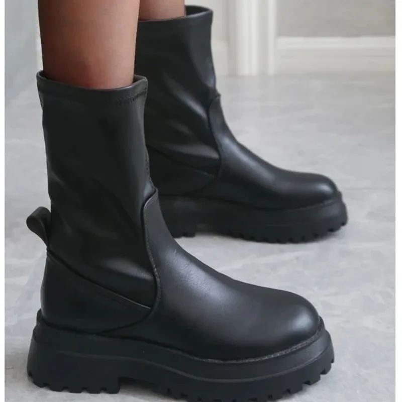 Thick Bottom Chelsea Boots For Women Sock Ankel Boots 2022 New Autumn Low Heels Black Slip On Short Booties Ladies Shoes
Thick Bottom Chelsea Boots For Women Sock Ankel Boots 2022 New Autumn Low Heels Black Slip On Short Booties Ladies Shoes