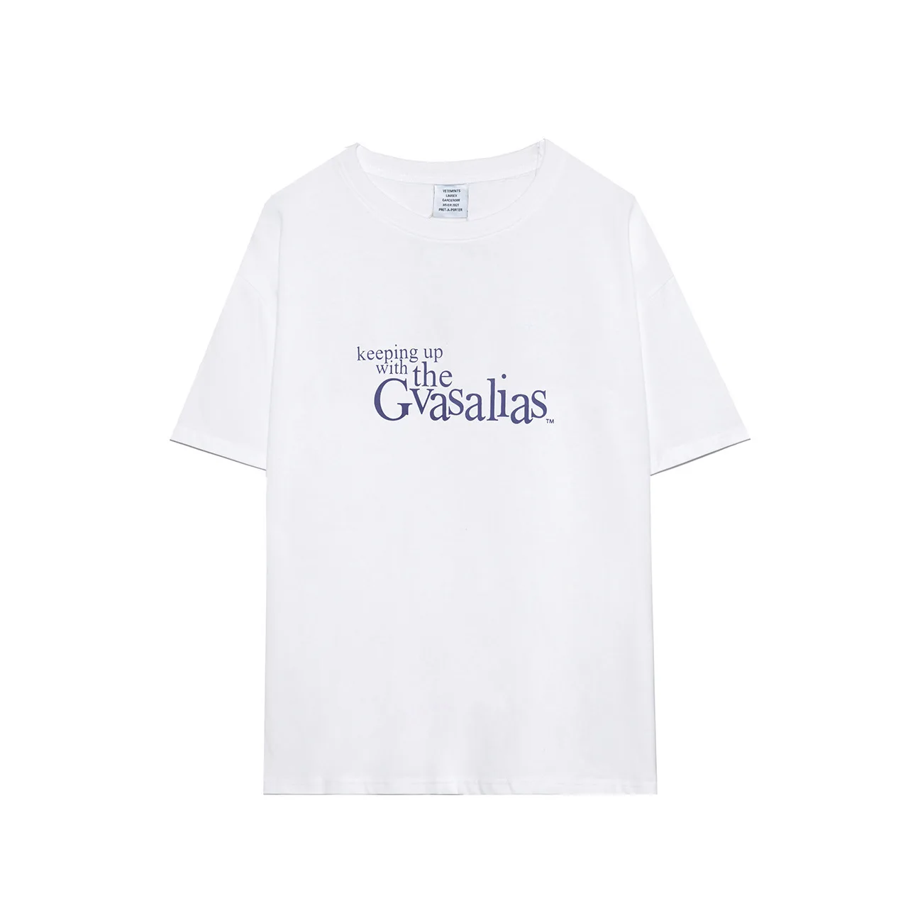 Vetements T-Shirts Men Women Summer New VTM Oversized GVASALIAS Letter LOGO Print T-shirt Casual Streetwear Simple Tshirts Homme
Vetements T-Shirts Men Women Summer New VTM Oversized GVASALIAS Letter LOGO Print T-shirt Casual Streetwear Simple Tshirts Homme