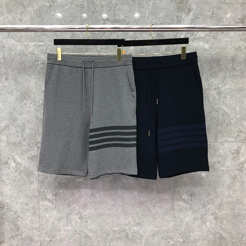 

New TB THOM Korea Fashion Brand Casual Stripes Cotton Luxurious Sports Pants Original Splicing Design Famous Track Shorts