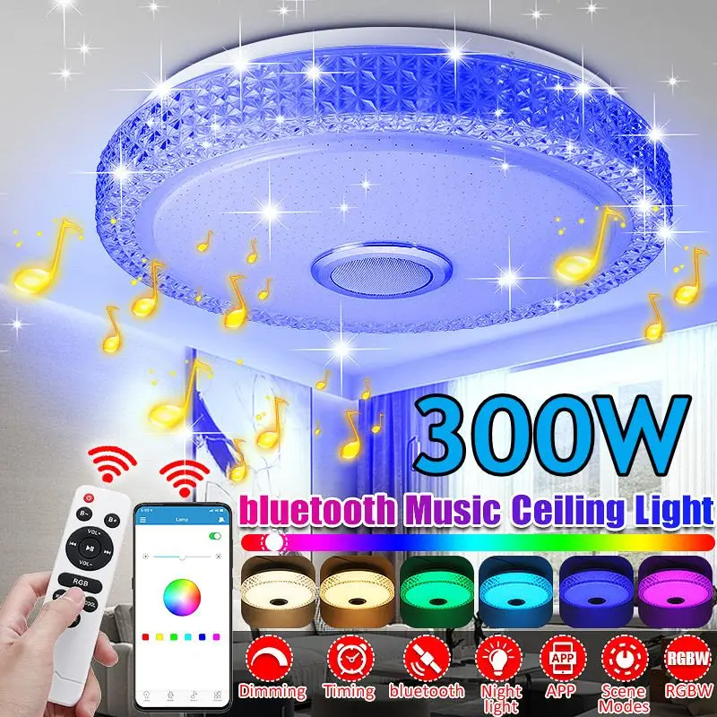 300W RGB Dimmable Music LED Ceiling Lamp Remote&APP Control Crystal Ceiling Lights For Home Bluetooth Speaker Lighting Fixture
300W RGB Dimmable Music LED Ceiling Lamp Remote&APP Control Crystal Ceiling Lights For Home Bluetooth Speaker Lighting Fixture