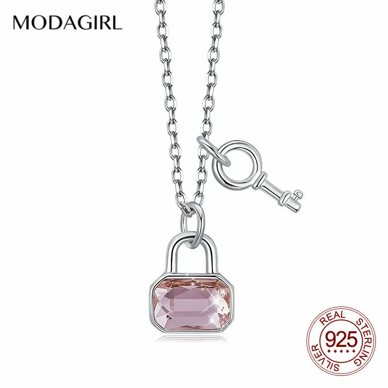 MODAGIRL Pink Austria Crystal Tiny Padlock Necklace with Key 925 Sterling Silver Fine Jewelry for Daughter Birthday Present
MODAGIRL Pink Austria Crystal Tiny Padlock Necklace with Key 925 Sterling Silver Fine Jewelry for Daughter Birthday Present