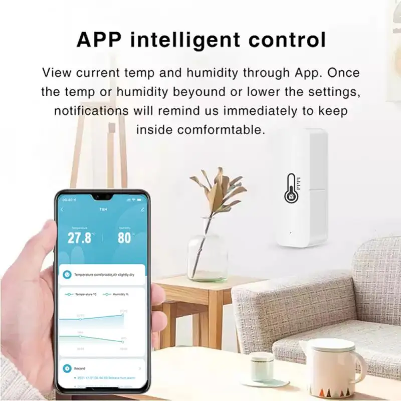 Датчик температуры и влажности Tuya Wifi + bluetooth измеритель термометр с напоминанием