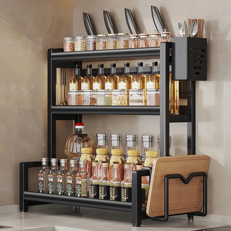 Kitchen Rack Floor-Standing Seasoning Knife Rack Multi-Functional Seasoning Stainless Steel Multi-Layer Kitchenware Storage Rack
Kitchen Rack Floor-Standing Seasoning Knife Rack Multi-Functional Seasoning Stainless Steel Multi-Layer Kitchenware Storage Rack