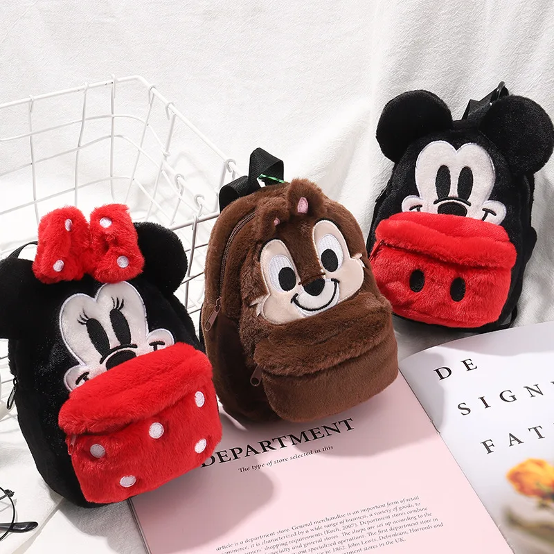 

Disney Mickey Minnie Plush Backpack Winnie Bear Donald Duck Anime Coin Purse Kindergarten Schoolbags for Kids Mini Outdoor Bag