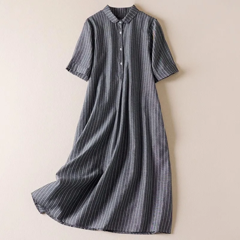 Vintage Stripe Women Dresses 2023 New Japan Style Turn Down Collar Short Sleeve Shirt Dress Office Lady Long Dress Vestidos
Vintage Stripe Women Dresses 2023 New Japan Style Turn Down Collar Short Sleeve Shirt Dress Office Lady Long Dress Vestidos