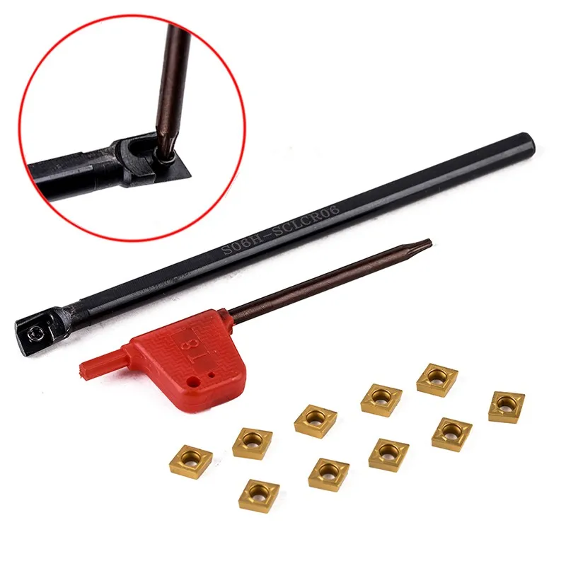 Durable High Quality Turning Holder S06K-SCLCR06 Set Steel T8 Wrench Tool Finishing Lathe Boring Bar Practical
Durable High Quality Turning Holder S06K-SCLCR06 Set Steel T8 Wrench Tool Finishing Lathe Boring Bar Practical