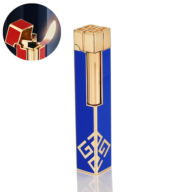 

2022 New Derui Wheel Side Sliding Open Flame High-End Long Strip Boutique Inflatable Cute Lighter Ladies (Gift Box Packaging)