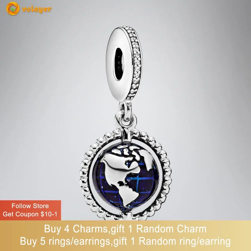 Volayer 925 Sterling Silver Beads Spinning Globe Dangle Charms fit Original Pandora Bracelets Women Jewelry Making Birthday Gift
Volayer 925 Sterling Silver Beads Spinning Globe Dangle Charms fit Original Pandora Bracelets Women Jewelry Making Birthday Gift