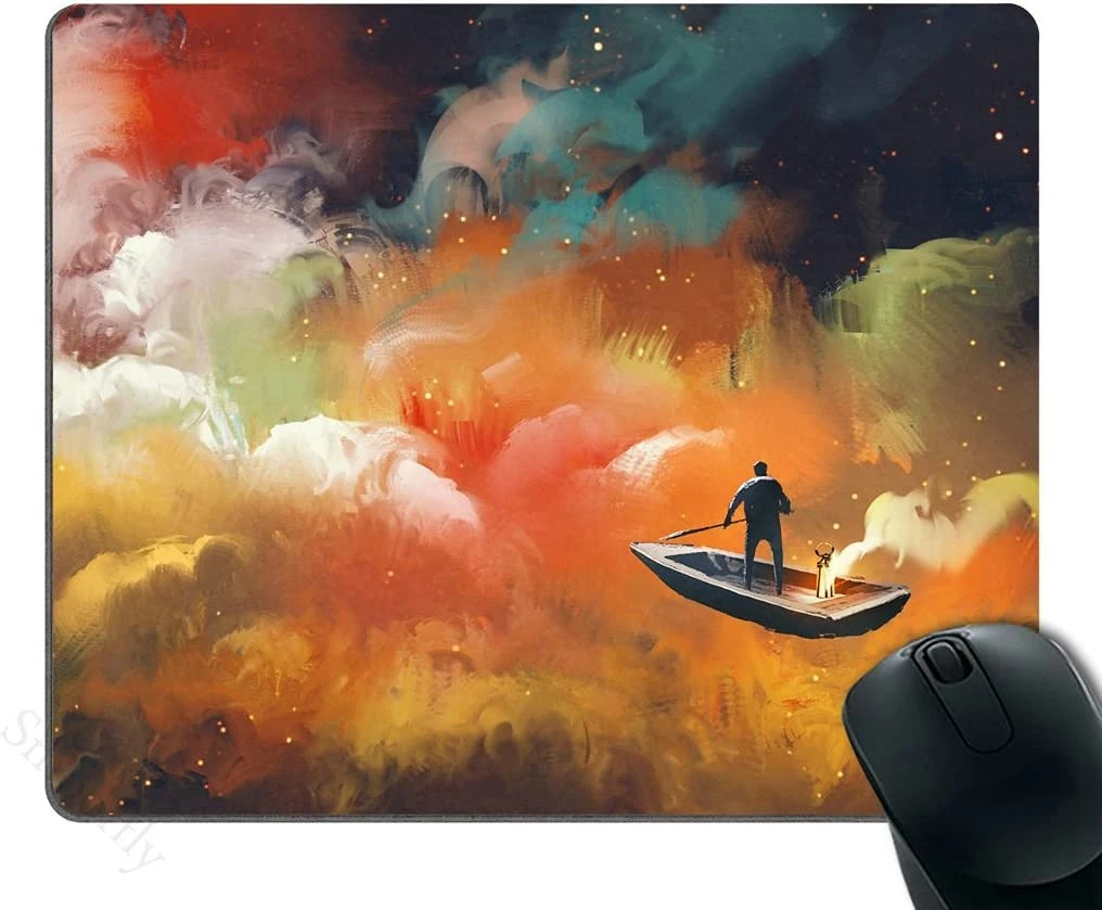 Fantasy Art Custom Mouse Pads Man on a Boat Floating Nebula Cloud in Colorful Psychedelic Background 9.5X7.9 Inch 
Fantasy Art Custom Mouse Pads Man on a Boat Floating Nebula Cloud in Colorful Psychedelic Background 9.5X7.9 Inch