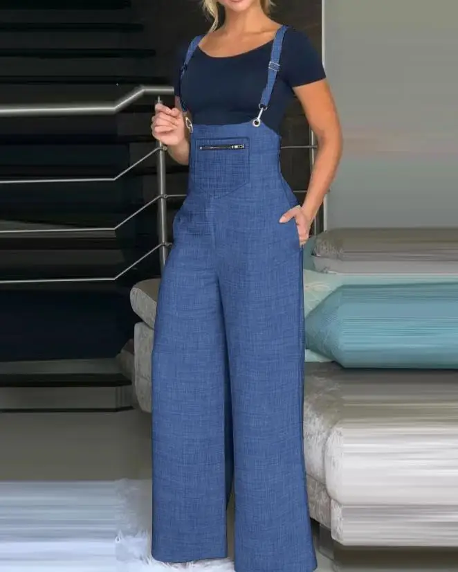 Jumpsuit Women 2023 Summer New Casual Fashion Simple Daily Pocket Design Wide Leg Suspender Long Jumpsuit Elegant Commission
Jumpsuit Women 2023 Summer New Casual Fashion Simple Daily Pocket Design Wide Leg Suspender Long Jumpsuit Elegant Commission