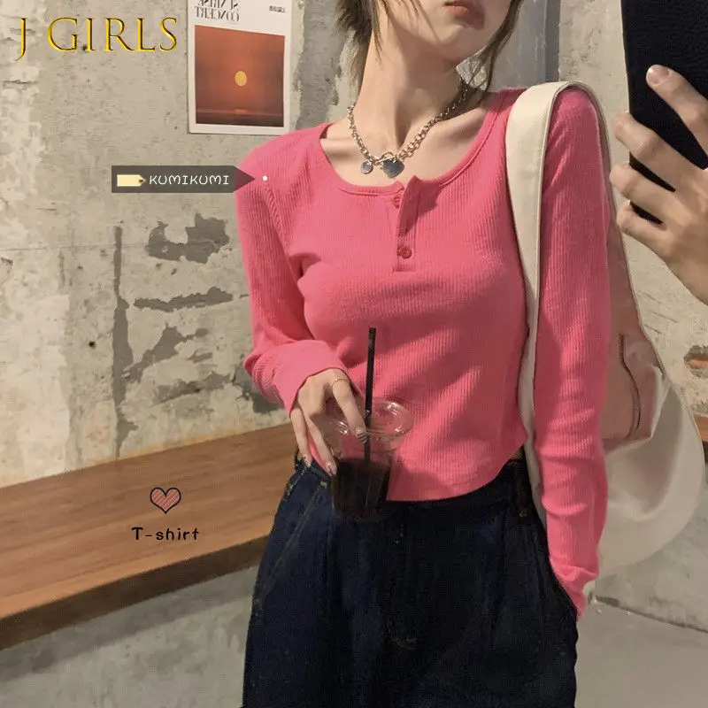 Long Sleeve T-shirts Women Design Solid Autumn Skinny Knitted Crop Top Fashion BF O-neck Simple Button Sexy Clothing Camisetas
Long Sleeve T-shirts Women Design Solid Autumn Skinny Knitted Crop Top Fashion BF O-neck Simple Button Sexy Clothing Camisetas
