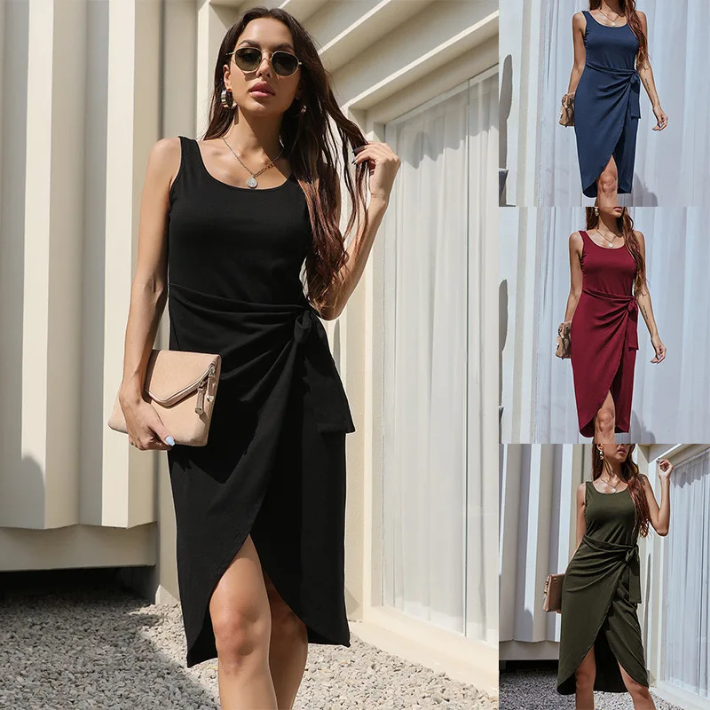 Summer sleeveless solid lace up bodycon dress woman dress Elegant fashion Sexy Basic Asymmetrical dress vintage dress
Summer sleeveless solid lace up bodycon dress woman dress Elegant fashion Sexy Basic Asymmetrical dress vintage dress