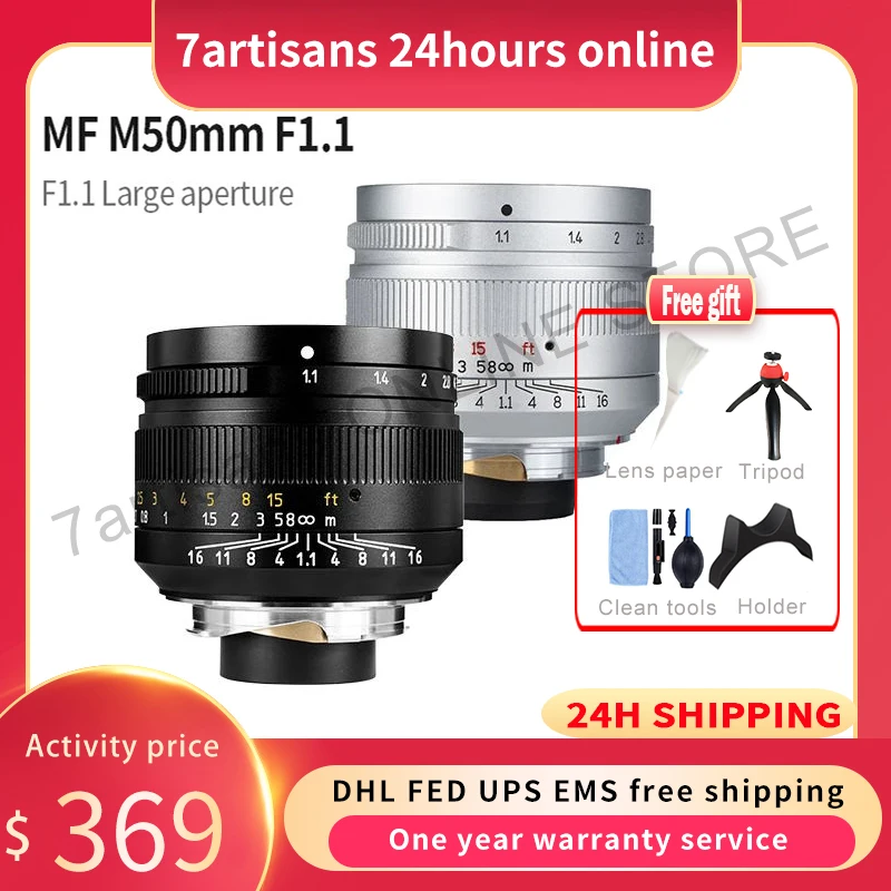 

7artisans 7 artisans M50mm F1.1 Large Aperture Full Frame Lens for Leica M-Mount Cameras M240 M3 M5 M6 M7 M8 M9 M9p M10 M10-R MP