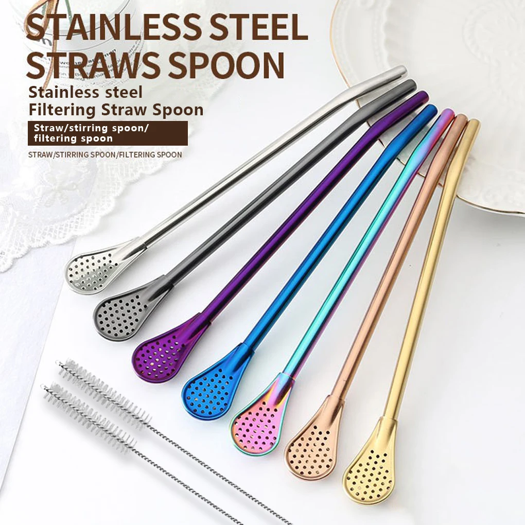 Reusable Straw Spoon Stainless Steel Metal Colorful Straw Cocktail Drinking Straw Spoon Milk Bar Coffee Stirring Accessory
Reusable Straw Spoon Stainless Steel Metal Colorful Straw Cocktail Drinking Straw Spoon Milk Bar Coffee Stirring Accessory