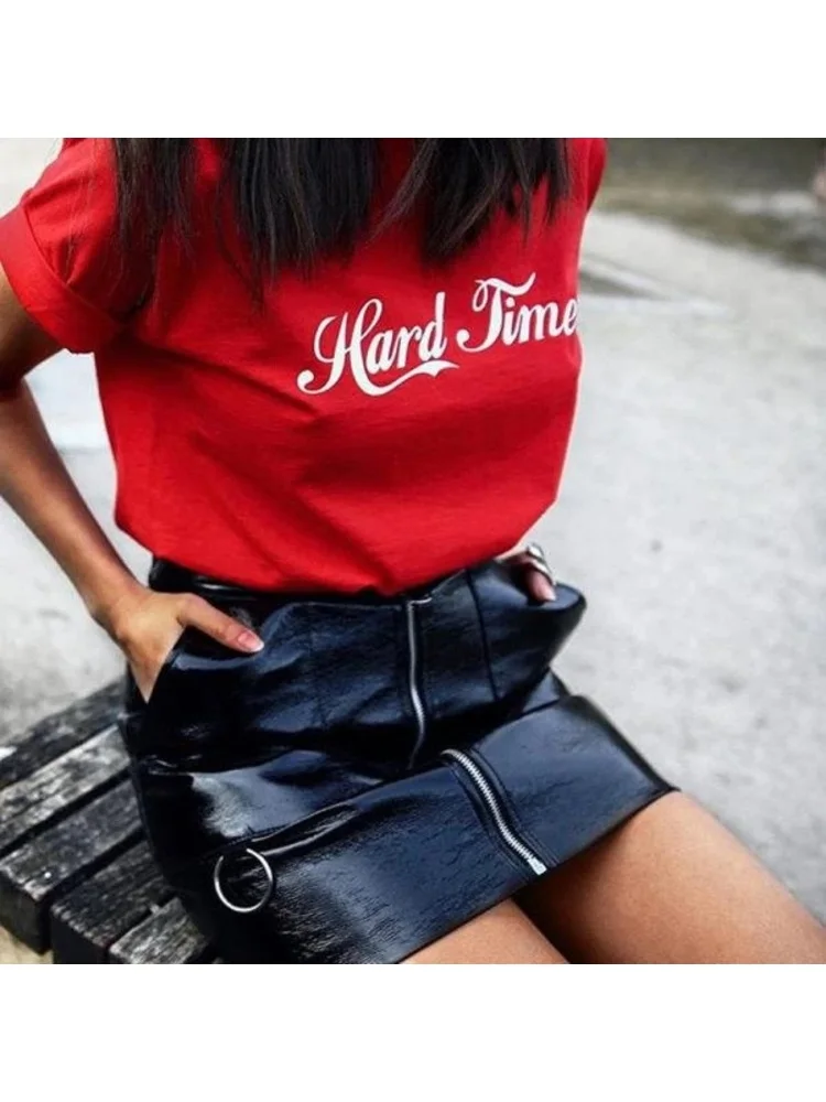 Hard Times Print Summer Women Aesthetic Short Sleeve T-shirt Vintage Harajuku Tumblr Female Tops Graphic Tees Female Tshirt Ropa
Hard Times Print Summer Women Aesthetic Short Sleeve T-shirt Vintage Harajuku Tumblr Female Tops Graphic Tees Female Tshirt Ropa