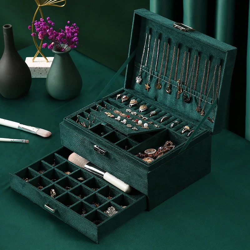 Oversized 3-layes Black Flannel Jewelry Box boite a bijou Jewelry Organizer Necklace Earring Ring Storage Box for Women Gifts
Oversized 3-layes Black Flannel Jewelry Box boite a bijou Jewelry Organizer Necklace Earring Ring Storage Box for Women Gifts