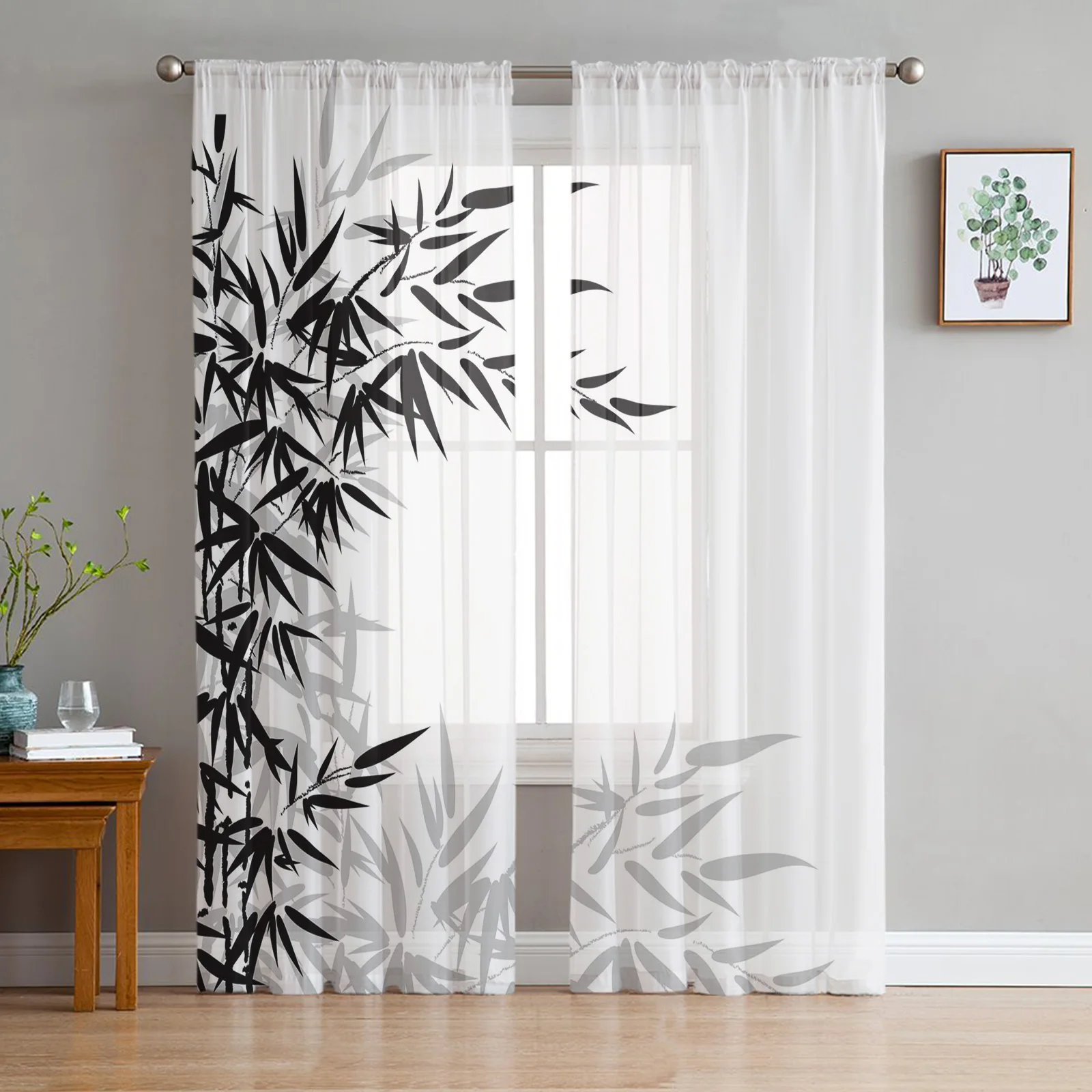 Bamboo Leaves Black White Sheer Curtains for Living Room Home Decor Bedroom Tulle Window Curtains Kitchen Veil Chiffon Drapes
Bamboo Leaves Black White Sheer Curtains for Living Room Home Decor Bedroom Tulle Window Curtains Kitchen Veil Chiffon Drapes