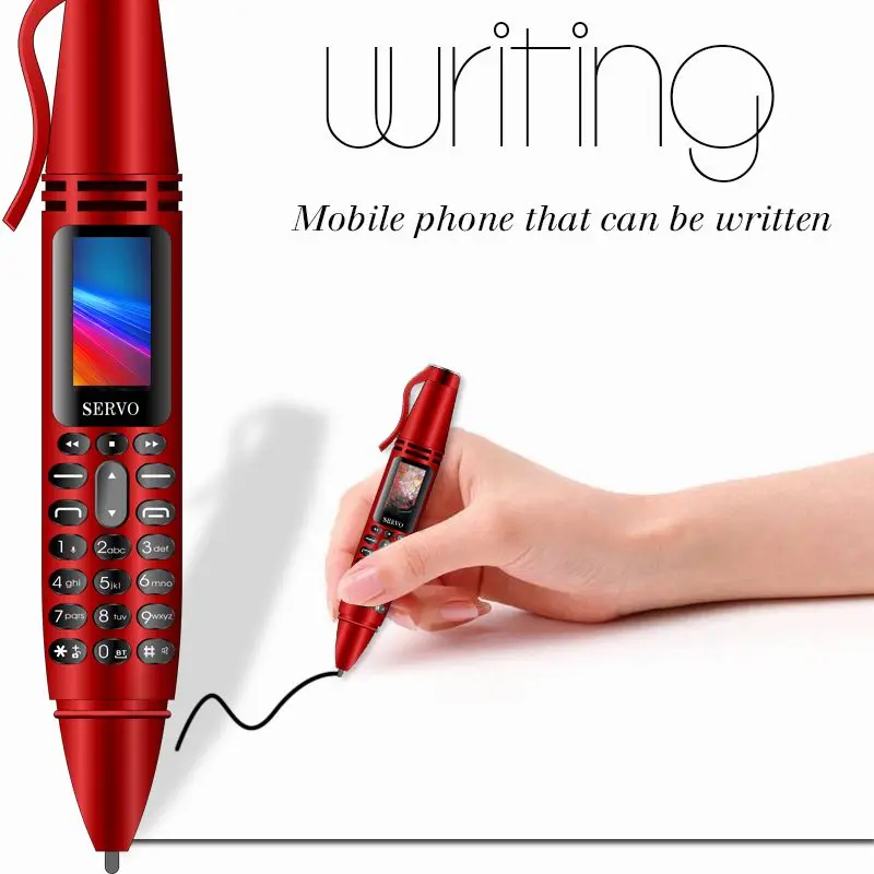 

SERVO K07 0,96 дюймовый миниатюрный экран в виде ручки, двойная SIM-карта, Bluetooth-номеронабиратель, сотовый телефон с фонариком, записывающая ручка 005