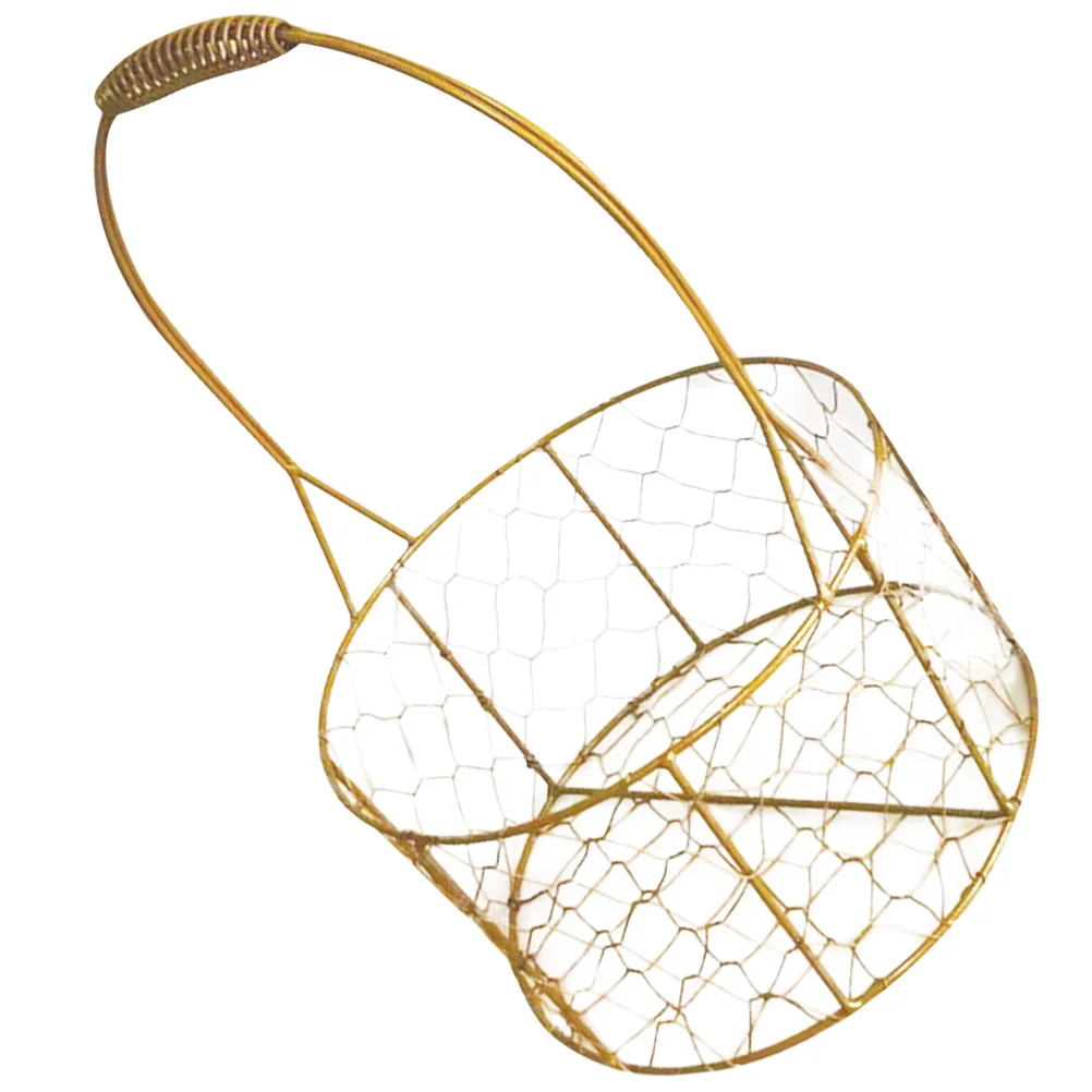 

Wrought Iron Storage Basket Metal Gold Accent Decor Handle Flower Baskets Fruits Decorative Wedding Ceremony Decorations