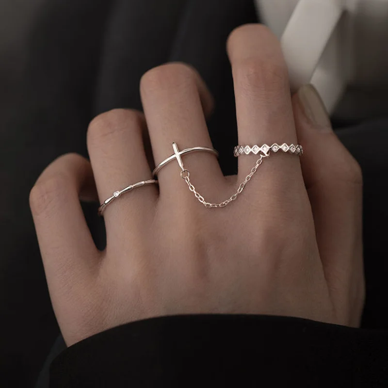 Punk Cool Cross Rings For Women Men Silver Color Adjustable Chain Open Finger Rings Party Gift Hip Hop Trendy Jewelry
Punk Cool Cross Rings For Women Men Silver Color Adjustable Chain Open Finger Rings Party Gift Hip Hop Trendy Jewelry