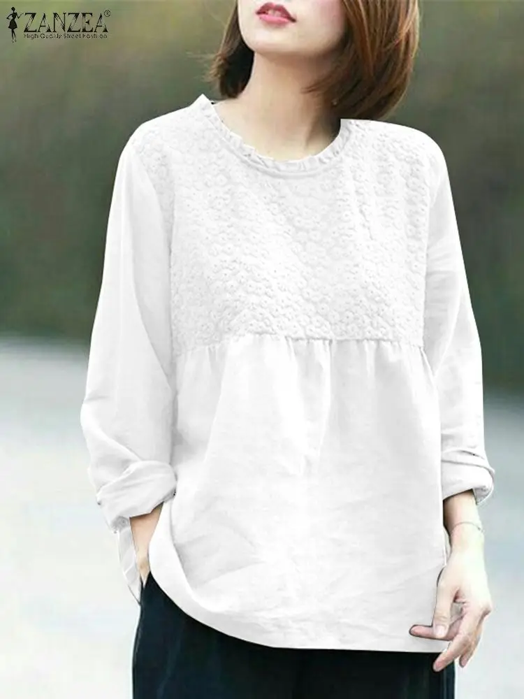 ZANZEA Bohemian Lace Patchwork Blouse Woman Ruffles Hem Long Sleeve Tops Spring Female Casual Elegant Chemise Fashion Blouses 
ZANZEA Bohemian Lace Patchwork Blouse Woman Ruffles Hem Long Sleeve Tops Spring Female Casual Elegant Chemise Fashion Blouses