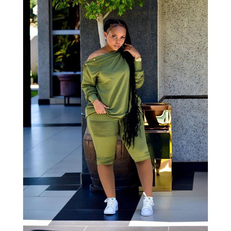 Spring Sexy Two-Piece Set Women Oblique Shoulder Long Sleeve Crop Top+Shorts Sets Lounge Club Outfits Streetwear Wholesale Items
Spring Sexy Two-Piece Set Women Oblique Shoulder Long Sleeve Crop Top+Shorts Sets Lounge Club Outfits Streetwear Wholesale Items