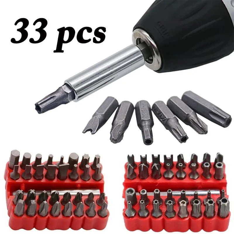 

33pcs Screwdriver Bits Set Magnetic Torx Hex Star Bit Holder Quick Release Spanner Chrome Vanadium Steel Bit Parts