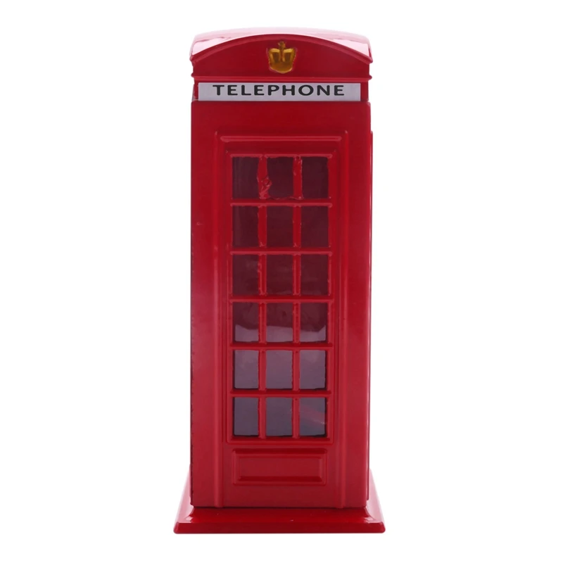 

3X Metal Red British English London Telephone Booth Bank Coin Bank Saving Pot Piggy Bank Red Phone Booth Box 140X60x60mm