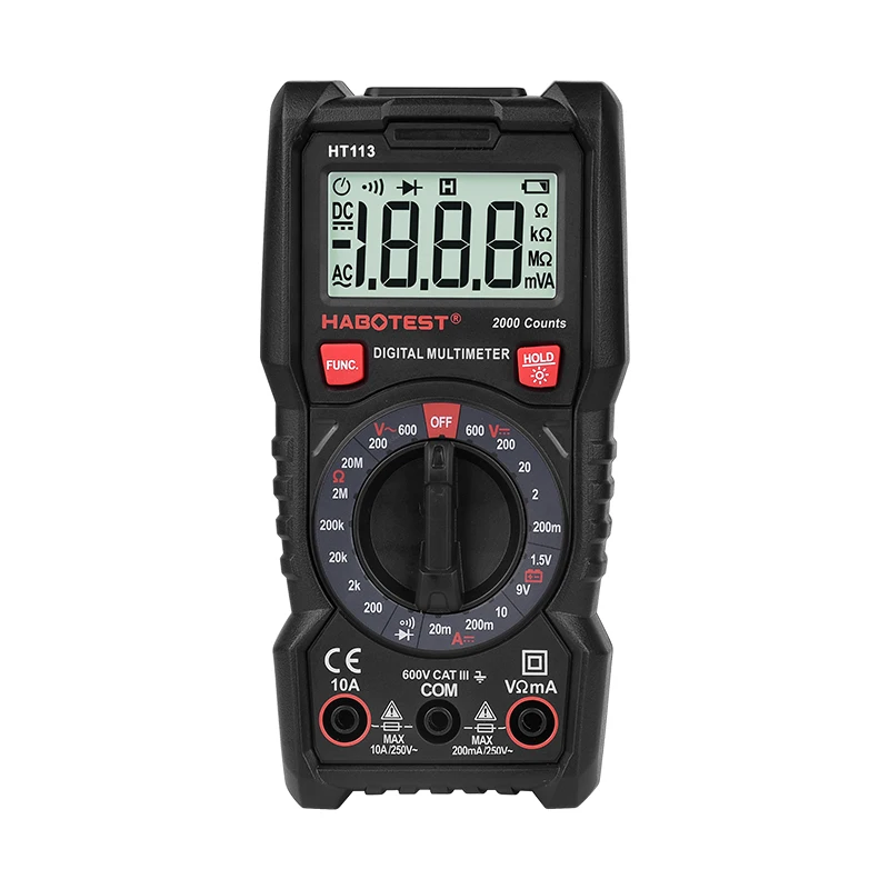 HABOTEST HT113 Digital Multimeter 2000 Counts DC 10A Battery Tester Portable Continuity Diode test High Precision
HABOTEST HT113 Digital Multimeter 2000 Counts DC 10A Battery Tester Portable Continuity Diode test High Precision