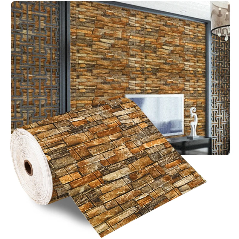 

10m/roll Retro 3D Wall Sticker Imitation Brick Plane Wall Sticker Furniture Stickers Wallpaper For Wall Living Room Kitchen Deco