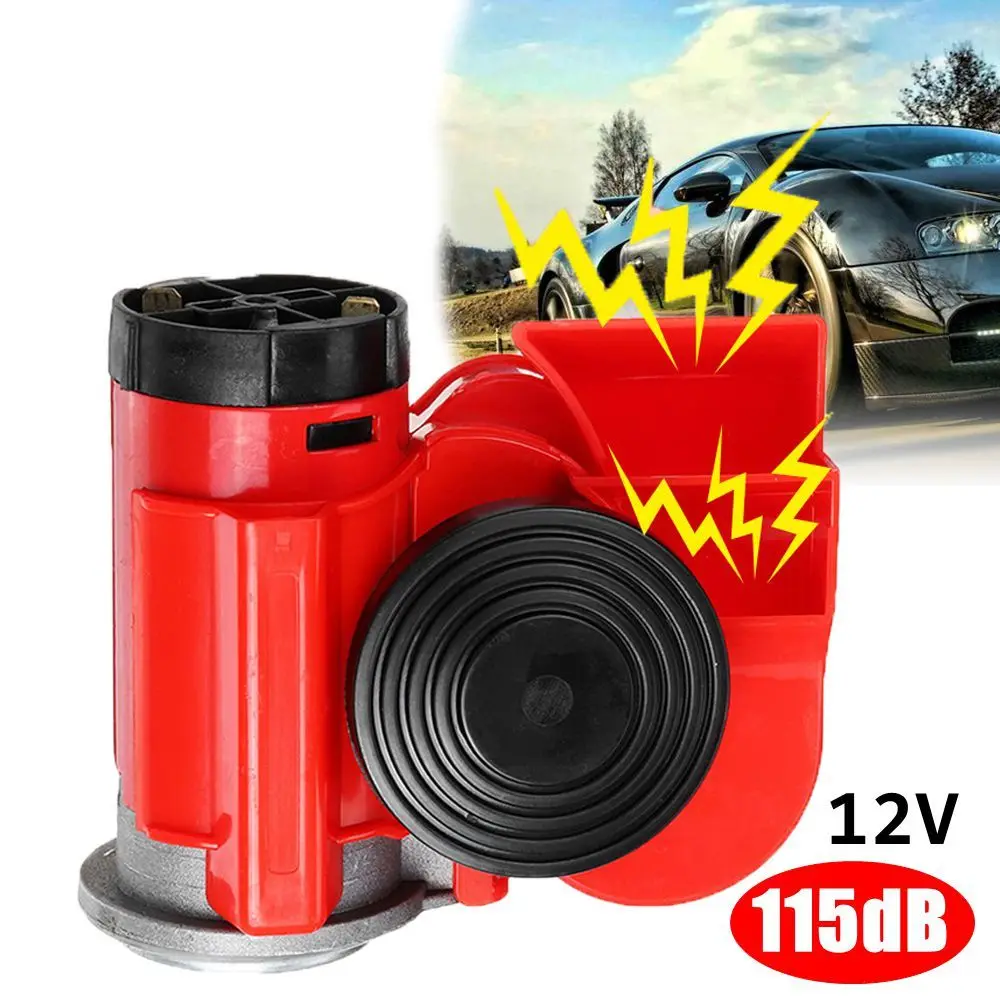 

New Car Air Horn 12V 115dB Red Compact Dual Tone Electric Pump Loud Siren Snail Horn for Car Motorcycle Vehicle Truck Boat