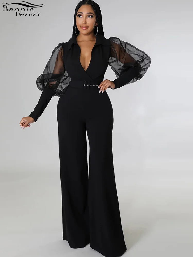 Bonnie Forest Fashion Lantern Sleeve Deep V Neck Wide Legs Jumpsuits Autumn Women Romper Catsuit Nightclub Outfits Sexy Clubwear
Bonnie Forest Fashion Lantern Sleeve Deep V Neck Wide Legs Jumpsuits Autumn Women Romper Catsuit Nightclub Outfits Sexy Clubwear