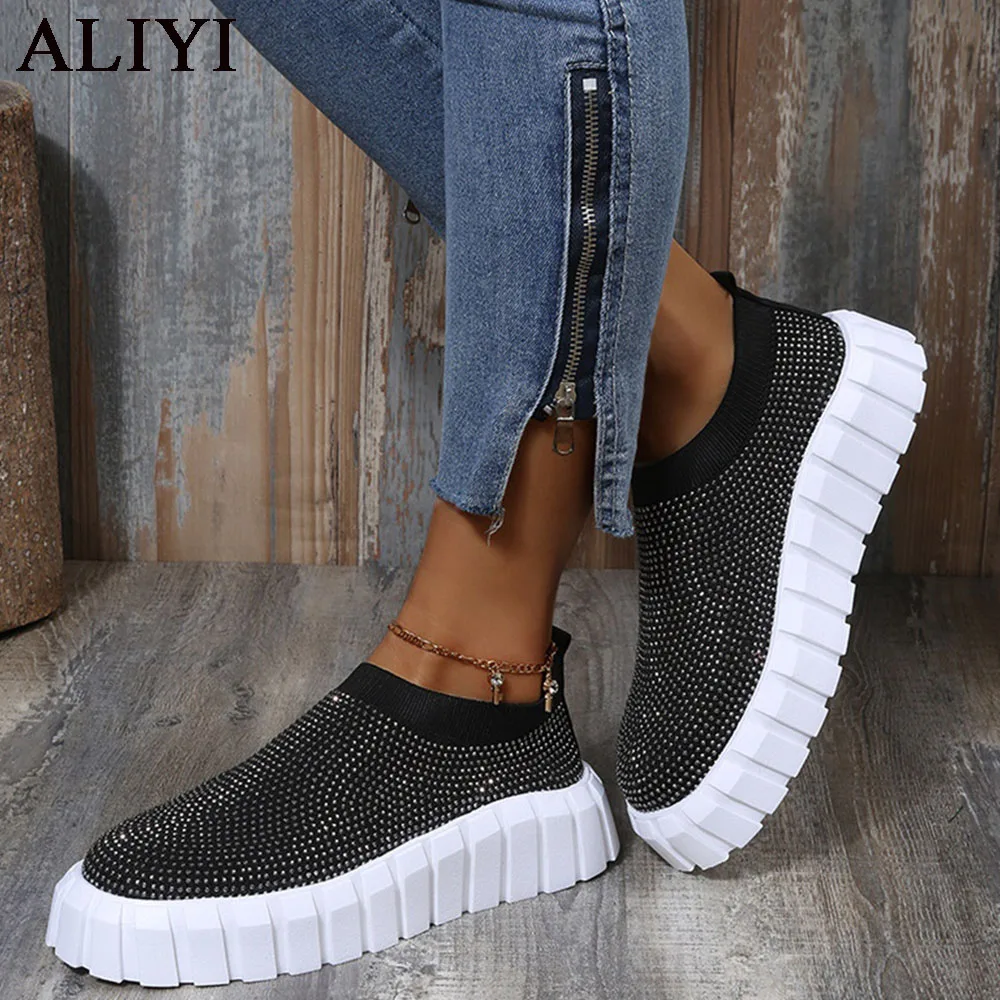 New Rhinestone Sneakers Women 2022 Spring Comfy Stretch Fabric Ladies Slip On Loafers 36-43 Large-Sized Running Walking Flats
New Rhinestone Sneakers Women 2022 Spring Comfy Stretch Fabric Ladies Slip On Loafers 36-43 Large-Sized Running Walking Flats