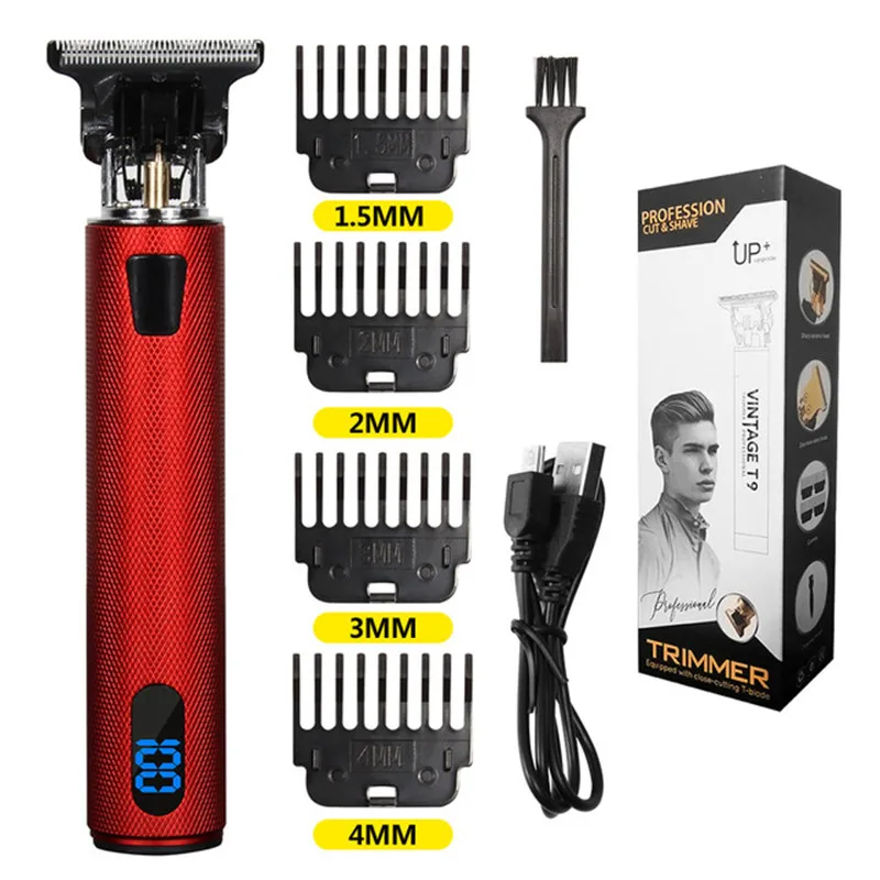 

Cortadora de pelo profesional T9 recargable por USB, Afeitadora , de 0mm, barbero para hombres, barba