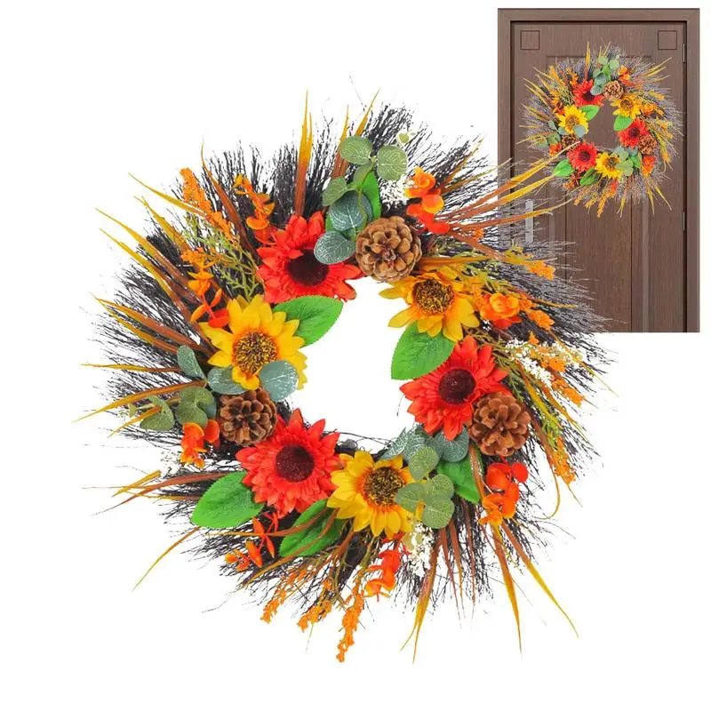 

Sunflower Wreaths For Front Door Wall Decor Summer Wreath Artificial Wreaths Decorative Rustic Flower Wreath For Front Door