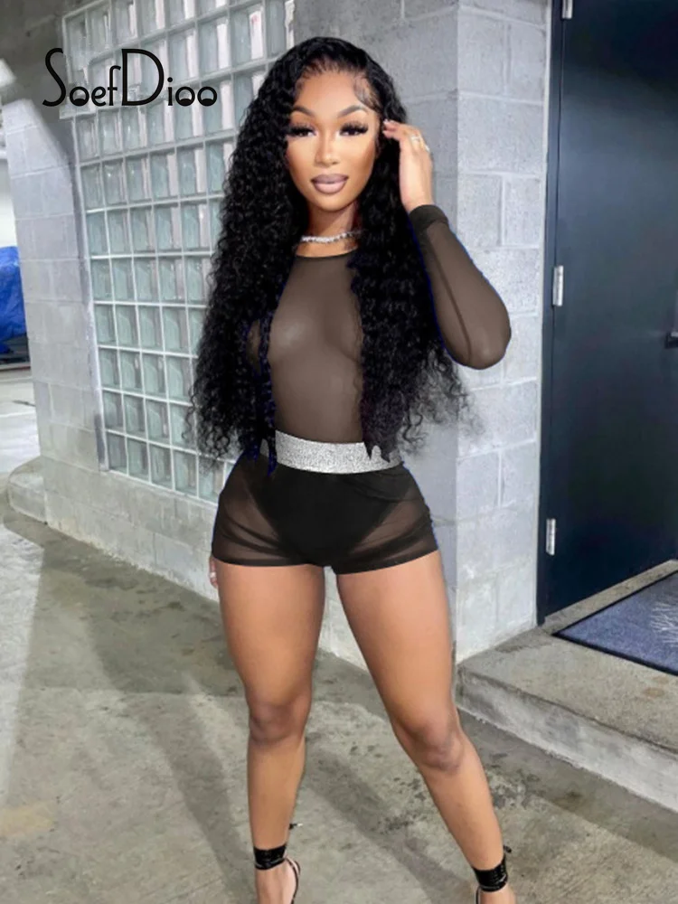 Soefdioo Mesh See Through Long Sleeve T Shirts and Shorts Two Piece Set Woman 2022 Summer Tracksuit Suit Sexy Club Outfits
Soefdioo Mesh See Through Long Sleeve T Shirts and Shorts Two Piece Set Woman 2022 Summer Tracksuit Suit Sexy Club Outfits