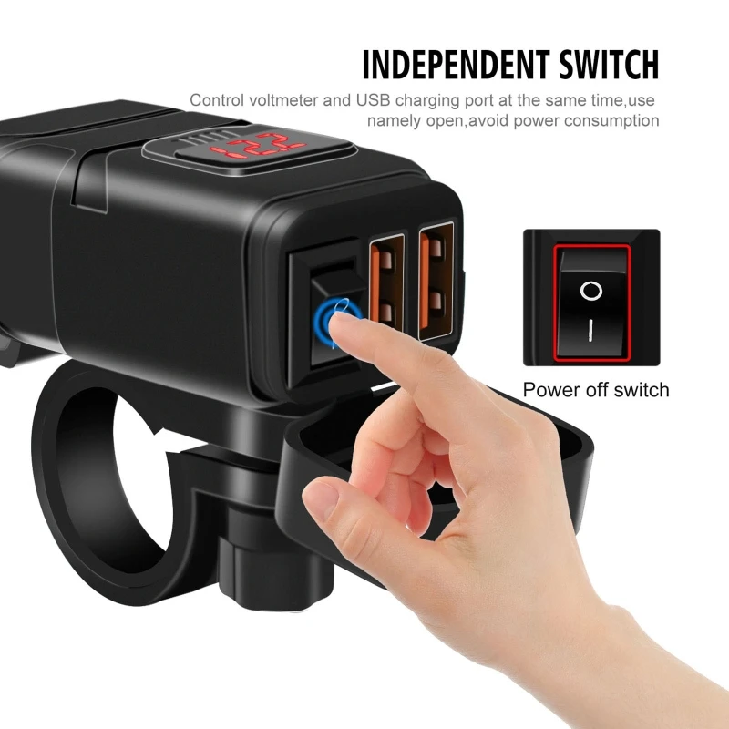 Dual USB QC3.0 Car Motorcycle Charger Adapter Accessory with Mechanical Switch Quick Charge Voltage Digital Display 3.4A D7YA
Dual USB QC3.0 Car Motorcycle Charger Adapter Accessory with Mechanical Switch Quick Charge Voltage Digital Display 3.4A D7YA