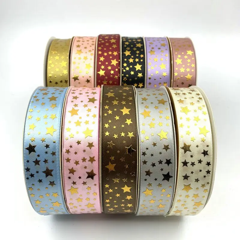 99 Yards 25 mm Gold Star Optional 2 color Pentagram Satin Silk Ribbon DIY Handmade Materials Headdress For Hair Bows Hats Home
99 Yards 25 mm Gold Star Optional 2 color Pentagram Satin Silk Ribbon DIY Handmade Materials Headdress For Hair Bows Hats Home