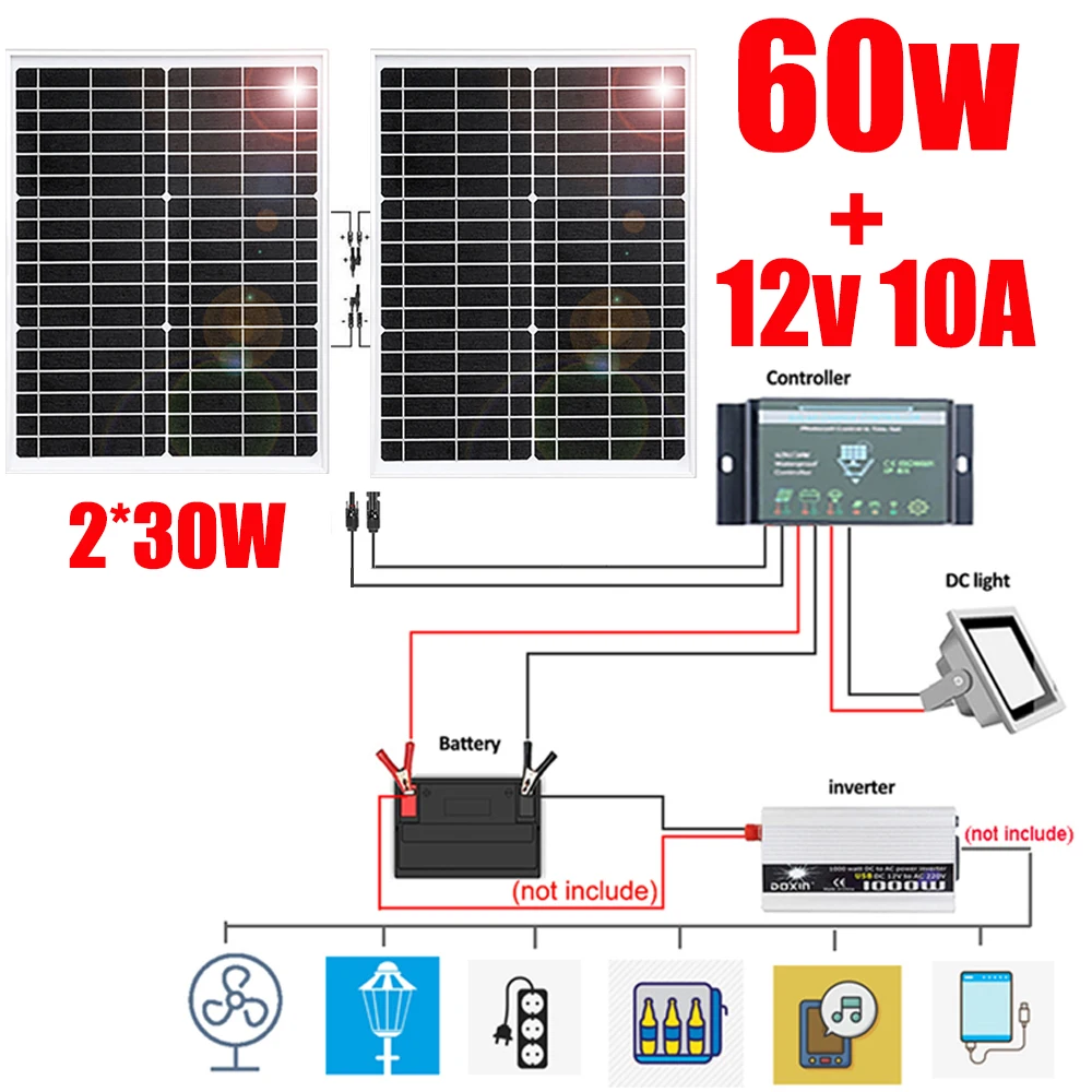60w 30w rigid glass solar panel 12v 10A solar controller monocrystaliine battery charger moudle for home car boat streetlight
60w 30w rigid glass solar panel 12v 10A solar controller monocrystaliine battery charger moudle for home car boat streetlight