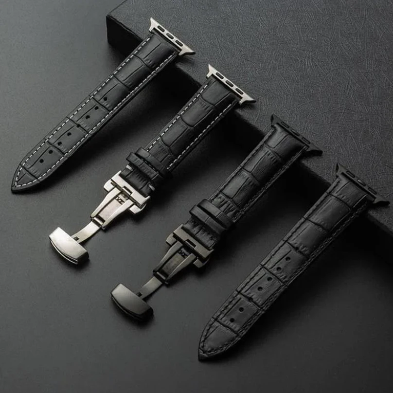 Luxury Geniune Leather Watch Band for Apple Watch Series 7 Se 6 5 4 Soft Waterproof Strap for IWatch 40 44 45mm Butterfly Clasp
Luxury Geniune Leather Watch Band for Apple Watch Series 7 Se 6 5 4 Soft Waterproof Strap for IWatch 40 44 45mm Butterfly Clasp