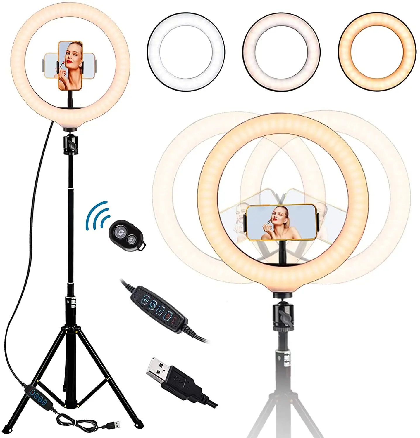 GLISTON 10'' Selfie Ring Light with Tripod Stand, LED Circle Light with Adjustable Cell Phone Holder, Dimmable Ringlight for
GLISTON 10'' Selfie Ring Light with Tripod Stand, LED Circle Light with Adjustable Cell Phone Holder, Dimmable Ringlight for