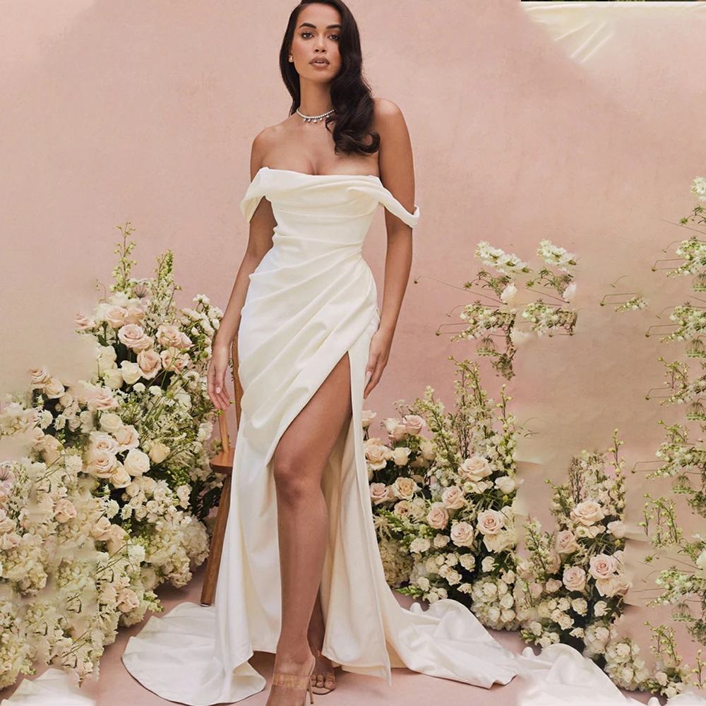 Long Off Shoulder Wedding Dresses with Slit Mermaid Lace Up Back Ivory Vestidos de Novia Abendkleid Custom Made To Meausures
Long Off Shoulder Wedding Dresses with Slit Mermaid Lace Up Back Ivory Vestidos de Novia Abendkleid Custom Made To Meausures