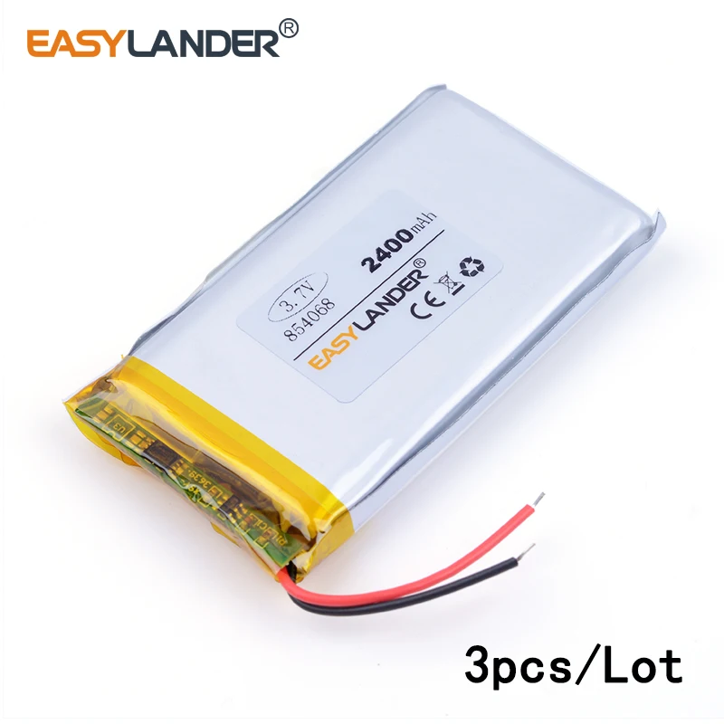 3 шт./лот 2400 мАч 854068 литий-ионный полимерный перезаряжаемый аккумулятор для электронной книги, планшета, ПК, ноутбука, телефона, внешний акку... 
3 шт./лот 2400 мАч 854068 литий-ионный полимерный перезаряжаемый аккумулятор для электронной книги, планшета, ПК, ноутбука, телефона, внешний акку...